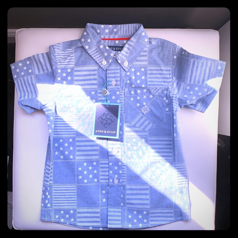 NEW Andy & Evan Patchwork Button Down Shirt